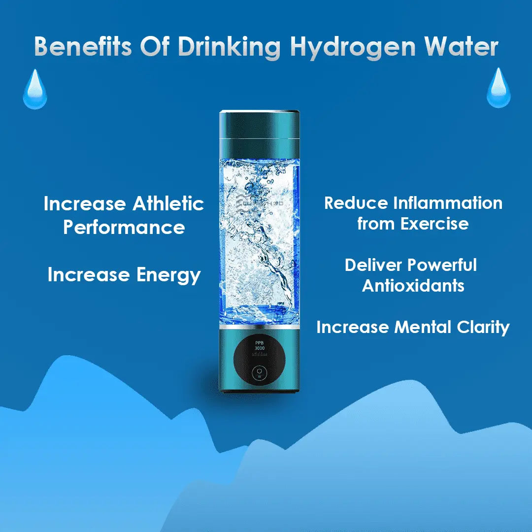 Hydrogen Water Bottle, Portable Rechargeable Hydrogen Water Generator, Hydrogen Water Ionizer Machine, with SPE/PEM Technology, for Home Office Travel Fitness Drinking